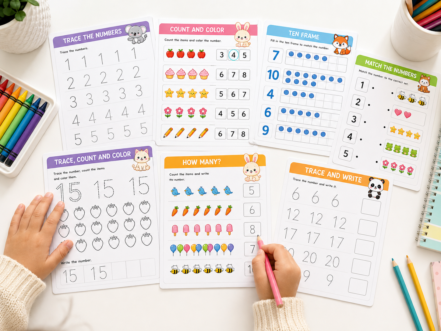 Number Learning Bundle for Kids | 50 Printable Number Activities | Number Tracing Worksheets | Counting & Matching Games