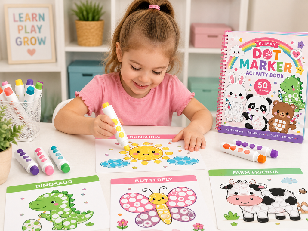 Dot Marker Activity Book Bundle for Kids | 50 Printable Learning Activities | Preschool Worksheets | Alphabet, Numbers, Animals & Shapes | Instant Download PDF