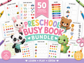 Preschool Busy Book Bundle | 50 Printable Learning Activities for Kids Ages 3-5 | Alphabet Tracing, Counting, Matching, Shapes & Colors | Instant Download PDF