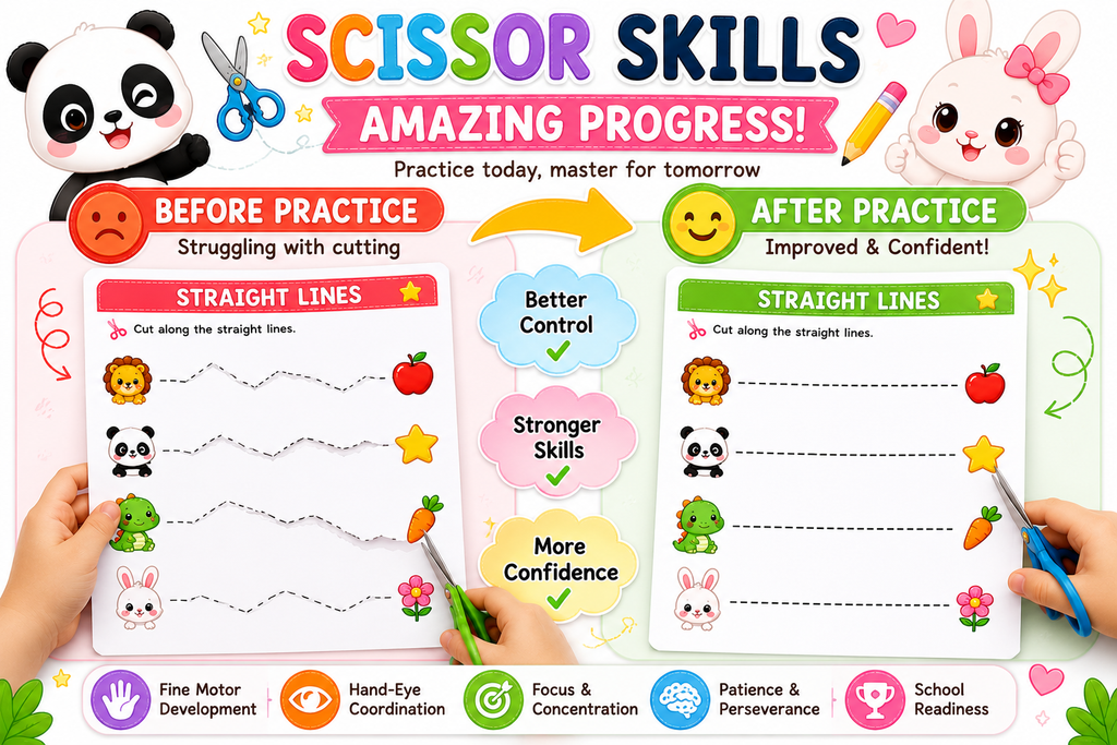 Preschool Scissor Skills Workbook Bundle | 30 Printable Cutting Practice Pages | Fine Motor Skills Activities for Preschool & Kindergarten | Instant PDF Download
