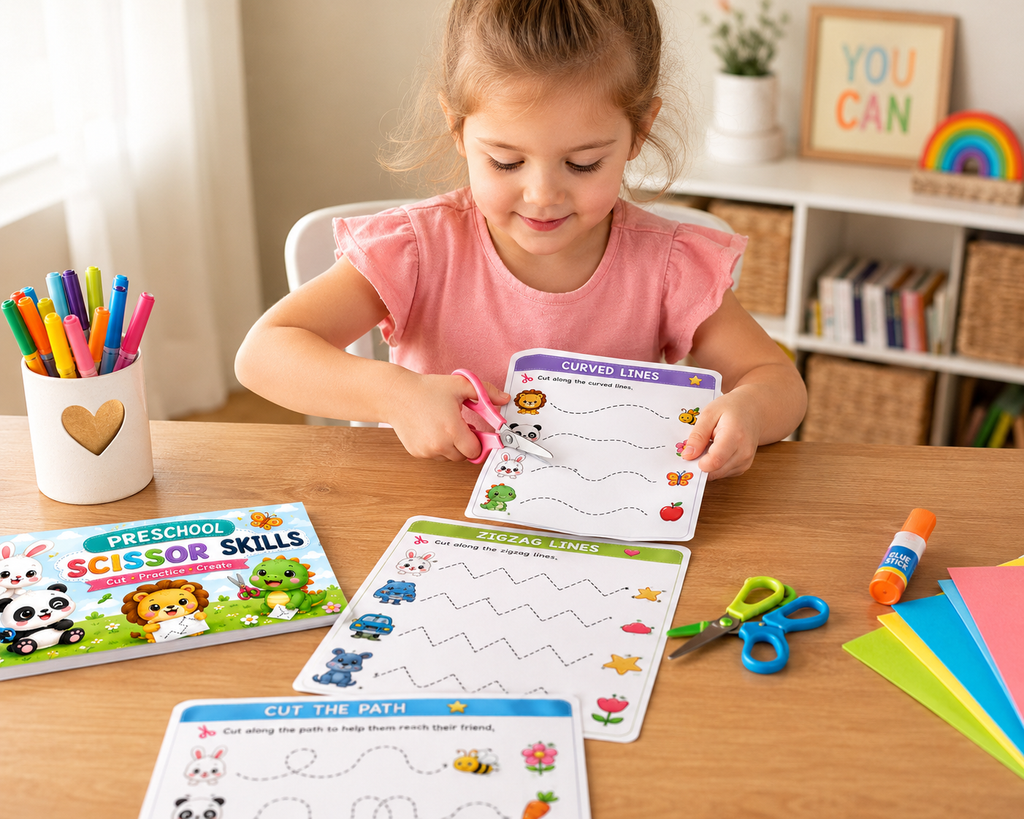 Preschool Scissor Skills Workbook Bundle | 30 Printable Cutting Practice Pages | Fine Motor Skills Activities for Preschool & Kindergarten | Instant PDF Download