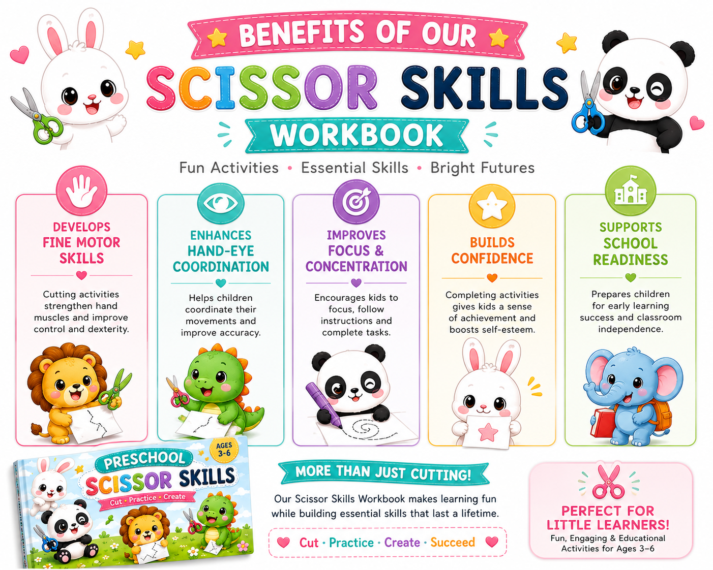 Preschool Scissor Skills Workbook Bundle | 30 Printable Cutting Practice Pages | Fine Motor Skills Activities for Preschool & Kindergarten | Instant PDF Download