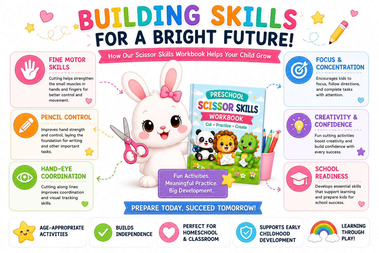 Preschool Scissor Skills Workbook Bundle | 30 Printable Cutting Practice Pages | Fine Motor Skills Activities for Preschool & Kindergarten | Instant PDF Download